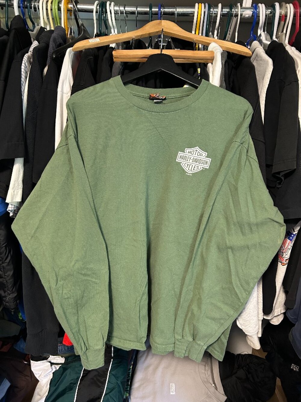 Harley Davidson Green Vermont Long sleeve Biker - No tag fit XL